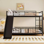 Whisen Stylish Design Metal Bunk Bed with Slide and Guardrails