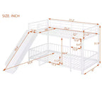 Whisen Stylish Design Metal Bunk Bed with Slide and Guardrails
