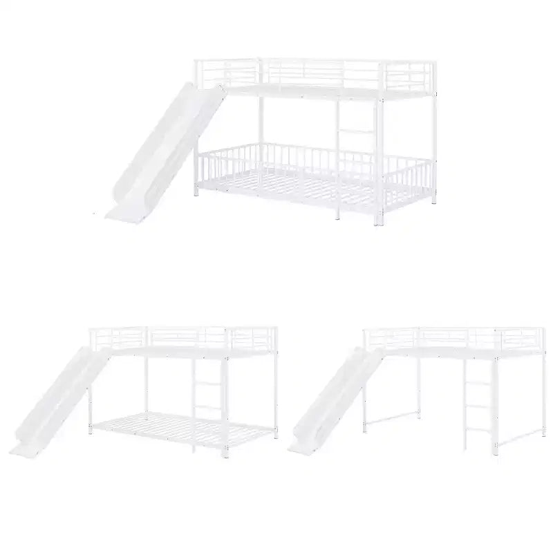 Whisen Stylish Design Metal Bunk Bed with Slide and Guardrails