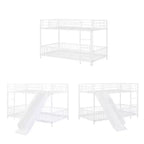 Whisen Stylish Design Metal Bunk Bed with Slide and Guardrails