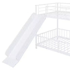 Whisen Stylish Design Metal Bunk Bed with Slide and Guardrails