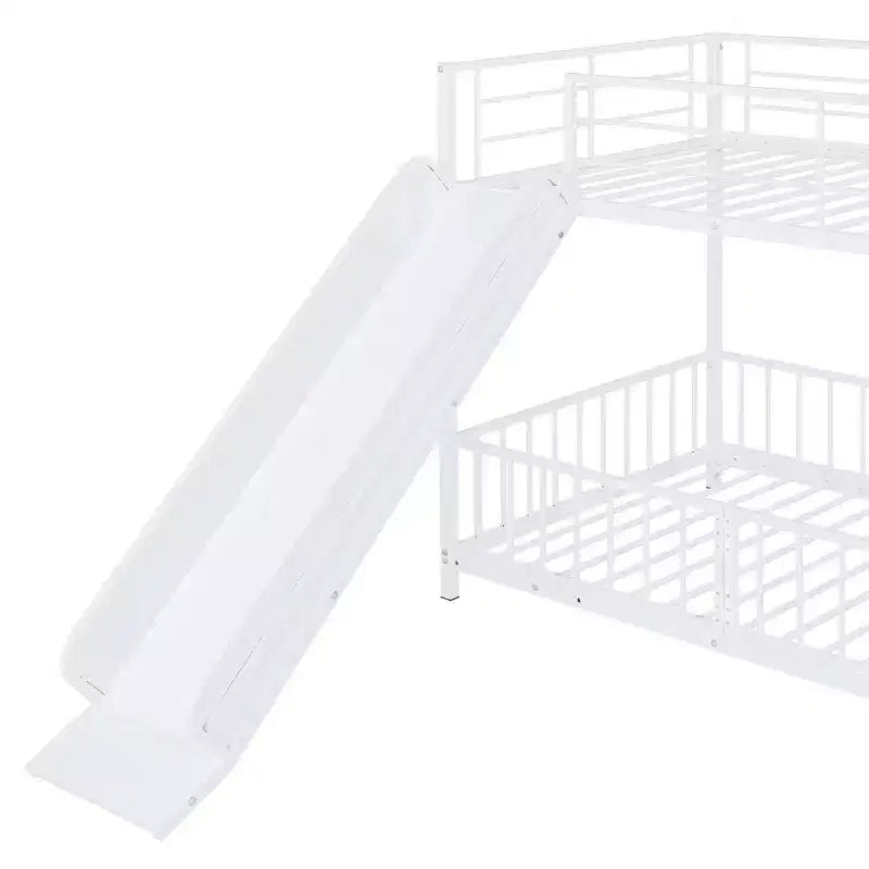 Whisen Stylish Design Metal Bunk Bed with Slide and Guardrails