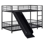 Whisen Stylish Design Metal Bunk Bed with Slide and Guardrails