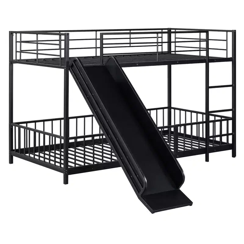 Whisen Stylish Design Metal Bunk Bed with Slide and Guardrails