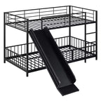 Whisen Stylish Design Metal Bunk Bed with Slide and Guardrails
