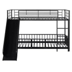 Whisen Stylish Design Metal Bunk Bed with Slide and Guardrails