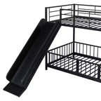 Whisen Stylish Design Metal Bunk Bed with Slide and Guardrails