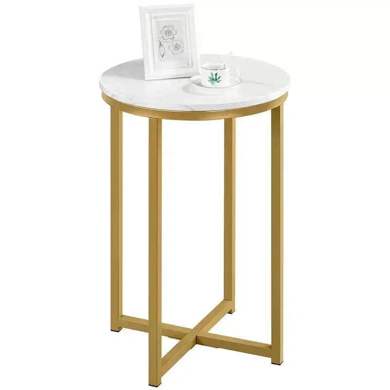 Yaheetech Modern X-Based Accent Table with Metal Legs Round Tabletop