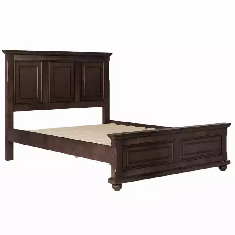 Queen/King Size Platform Bed with Tall Headboard, Vintage Pinewood Bed Frame, Traditional Style - ModernLuxe