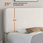 Yaheetech Upholstered Bed Frame with Adjustable Headboard and Mattress Foundation with Wooden Slat Support