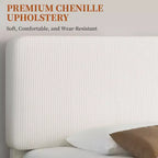 Yaheetech Upholstered Bed Frame with Adjustable Headboard and Mattress Foundation with Wooden Slat Support