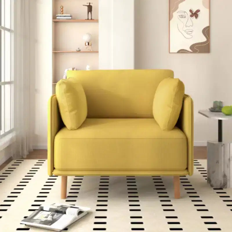 39 Upholstered Accent Chair: Soft Cushions, Sleek Arms, Wooden Legs - Cozy for Living, Bedroom, Office