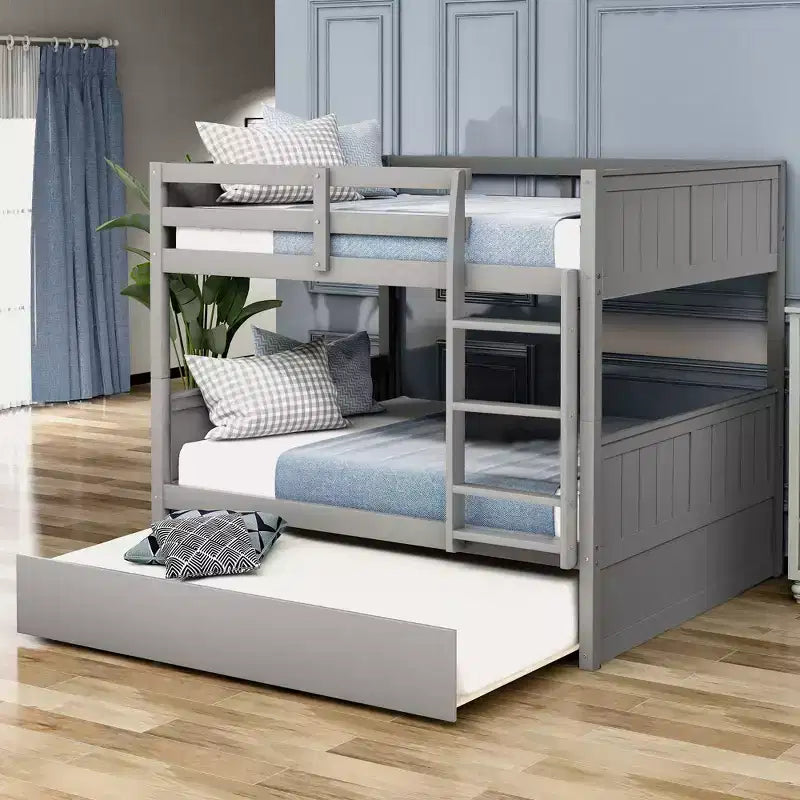 Whisen Full Over Full Wooden Bunk Bed with Twin Size Trundle