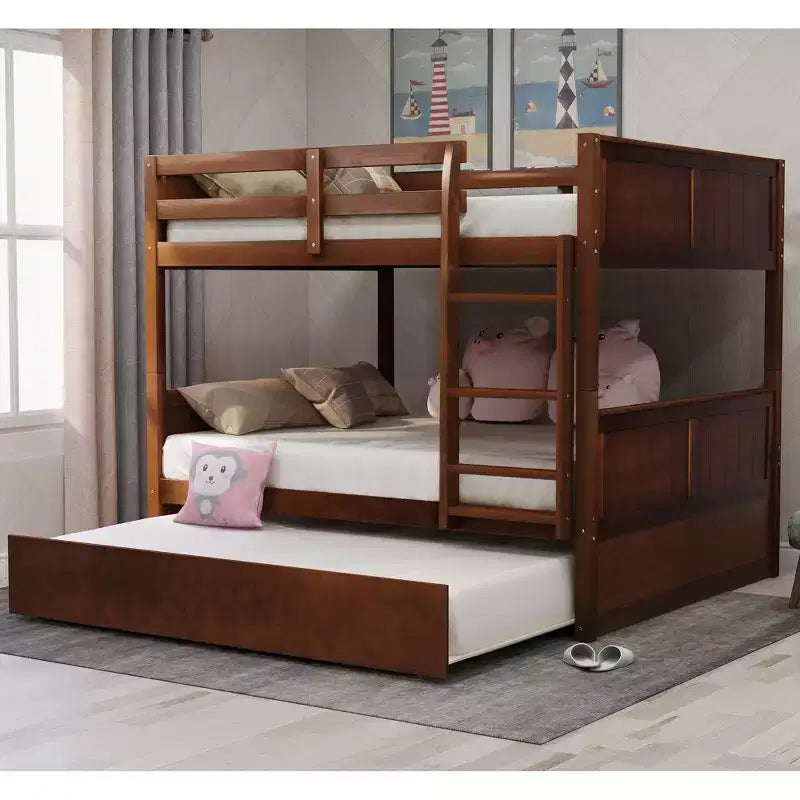 Whisen Full Over Full Wooden Bunk Bed with Twin Size Trundle