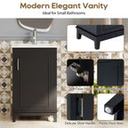 20 inch modern small bathroom storage cabinet, dressing table with ceramic basin, ample storage space