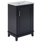 20 inch modern small bathroom storage cabinet, dressing table with ceramic basin, ample storage space