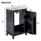 20 inch modern small bathroom storage cabinet, dressing table with ceramic basin, ample storage space