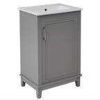 20 inch modern small bathroom storage cabinet, dressing table with ceramic basin, ample storage space