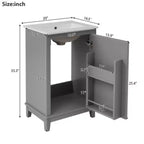 20 inch modern small bathroom storage cabinet, dressing table with ceramic basin, ample storage space