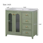 36 Inch Bathroom Storage Cabinet Vanity with Two Soft Closed Doors, Adjustable Shelves, and Three Drawers