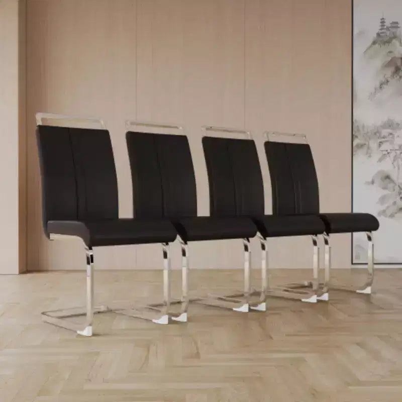4-Pack Modern High-Back Faux Leather Dining Chairs with Metal Legs