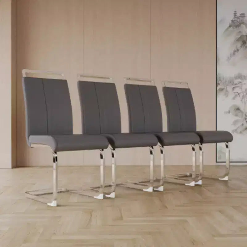 4-Pack Modern High-Back Faux Leather Dining Chairs with Metal Legs
