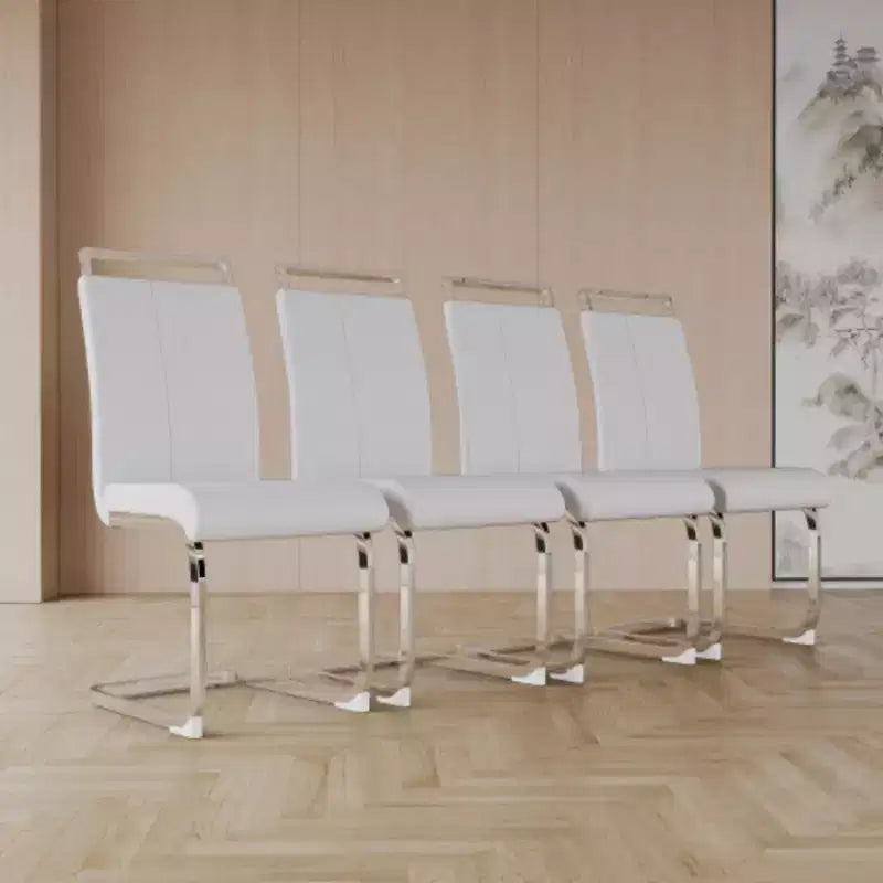 4-Pack Modern High-Back Faux Leather Dining Chairs with Metal Legs