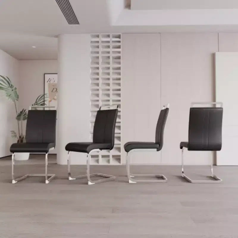 4-Pack Modern High-Back Faux Leather Dining Chairs with Metal Legs