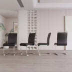 4-Pack Modern High-Back Faux Leather Dining Chairs with Metal Legs