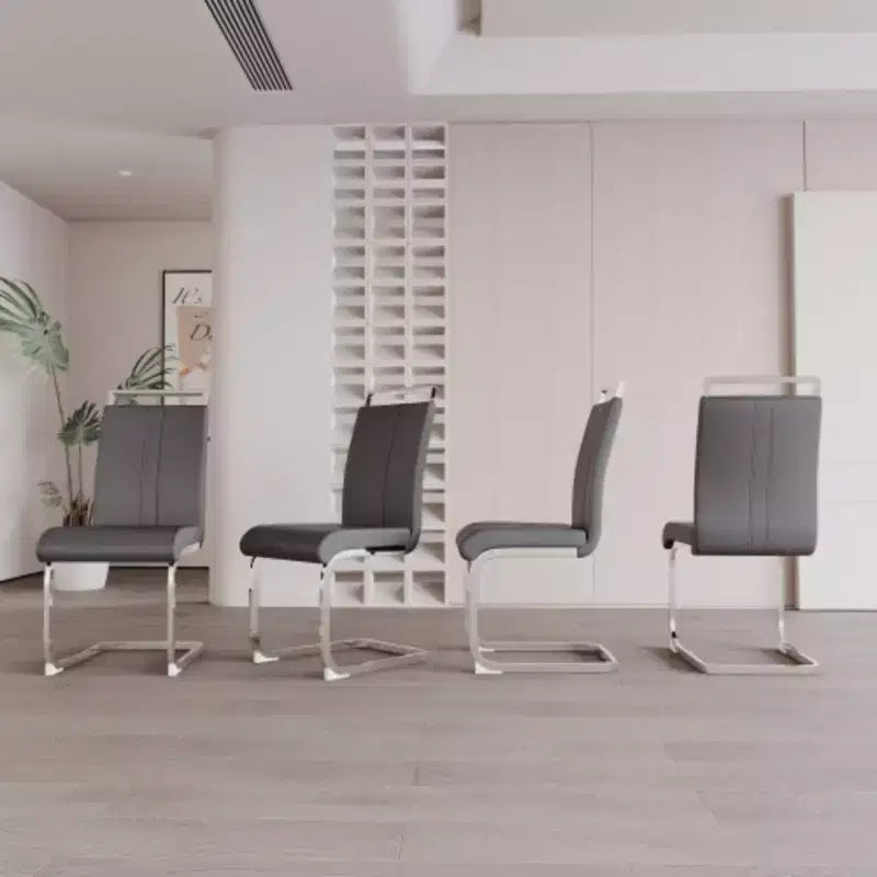 4-Pack Modern High-Back Faux Leather Dining Chairs with Metal Legs
