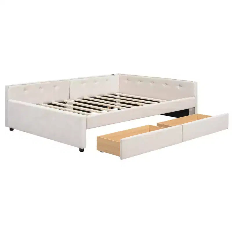 Whisen Elegant Design Queen Size Upholstered Platform Bed with USB Ports