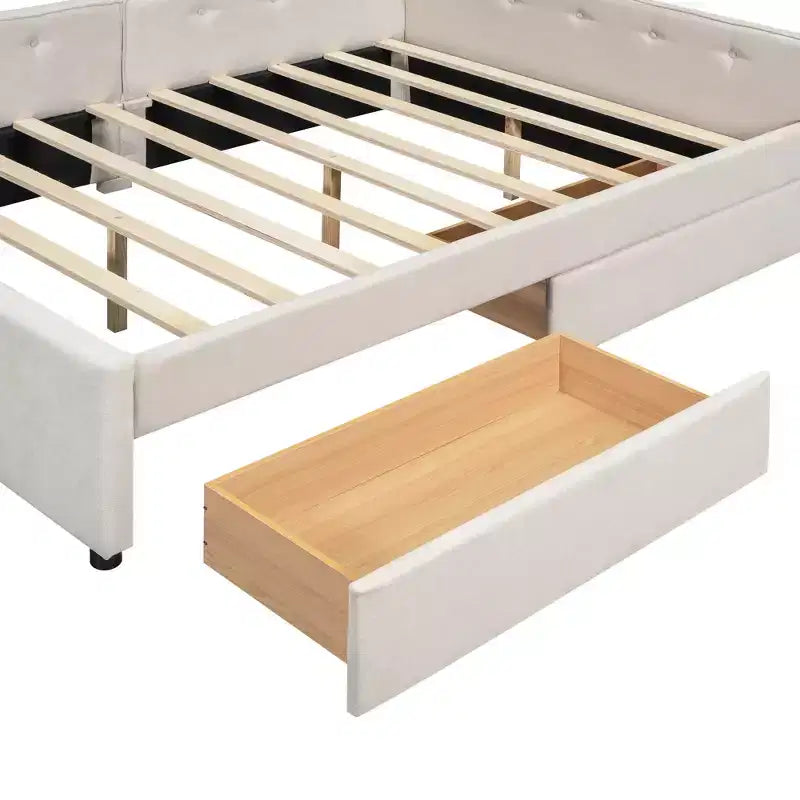 Whisen Elegant Design Queen Size Upholstered Platform Bed with USB Ports