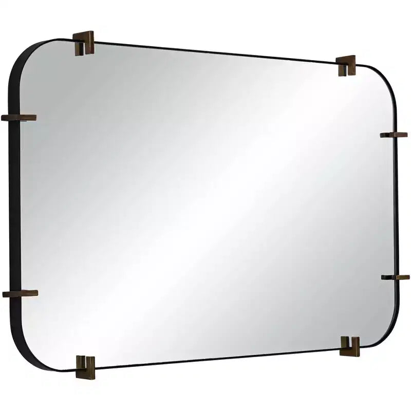 Specchio da parete Uttermost Radius 24 x 38 nero con bordo arrotondato