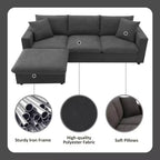 GDFStudio Bruce Divano Sezionale a L in Tessuto 101 con Pouf Ottomano