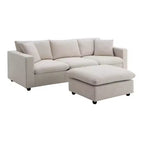 GDFStudio Bruce Divano Sezionale a L in Tessuto 101 con Pouf Ottomano