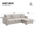 GDFStudio Bruce Divano Sezionale a L in Tessuto 101 con Pouf Ottomano