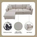 GDFStudio Bruce Divano Sezionale a L in Tessuto 101 con Pouf Ottomano