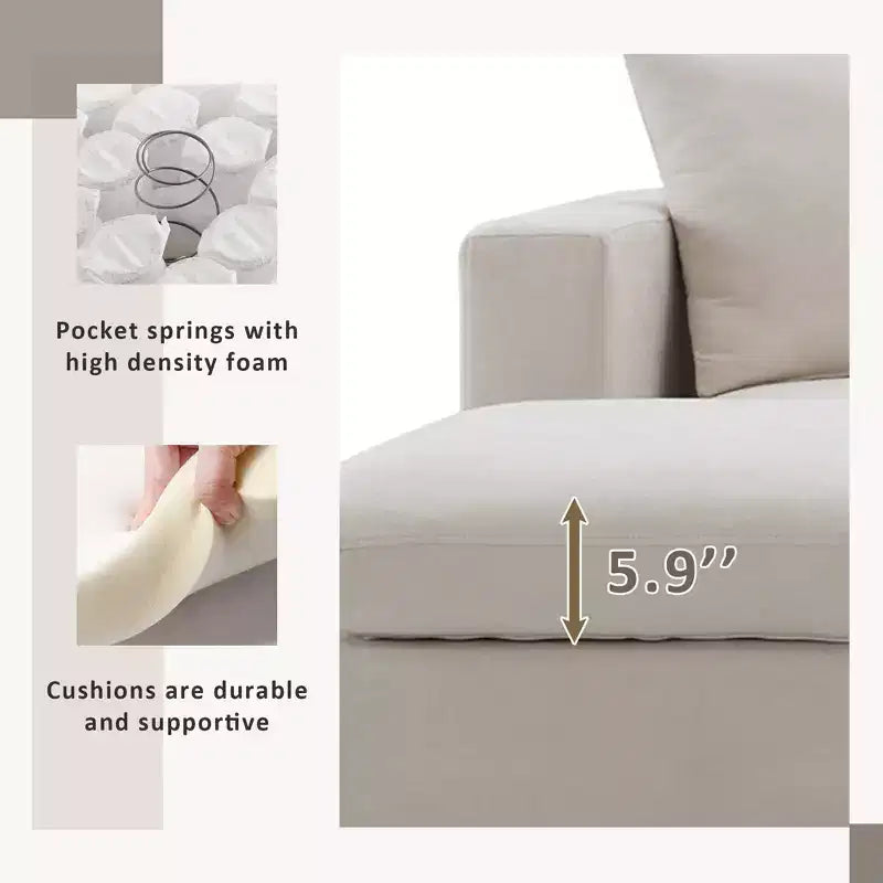 GDFStudio Bruce Divano Sezionale a L in Tessuto 101 con Pouf Ottomano
