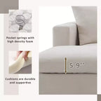 GDFStudio Bruce Divano Sezionale a L in Tessuto 101 con Pouf Ottomano