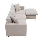 GDFStudio Bruce Divano Sezionale a L in Tessuto 101 con Pouf Ottomano