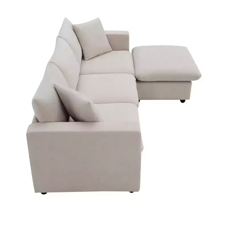 GDFStudio Bruce Divano Sezionale a L in Tessuto 101 con Pouf Ottomano