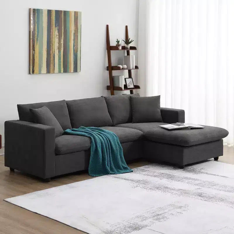 GDFStudio Bruce 101 Fabric L-Shaped Sectional Sofa with Ottoman