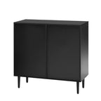 70W Set of 2 Modern Minimalist Sideboard TV Stand TV Console Buffet Cabinet with Geometric Door and Adjustable Shelf-ModernLuxe