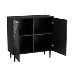 70W Set of 2 Modern Minimalist Sideboard TV Stand TV Console Buffet Cabinet with Geometric Door and Adjustable Shelf-ModernLuxe