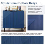 70W Set of 2 Modern Minimalist Sideboard TV Stand TV Console Buffet Cabinet with Geometric Door and Adjustable Shelf-ModernLuxe