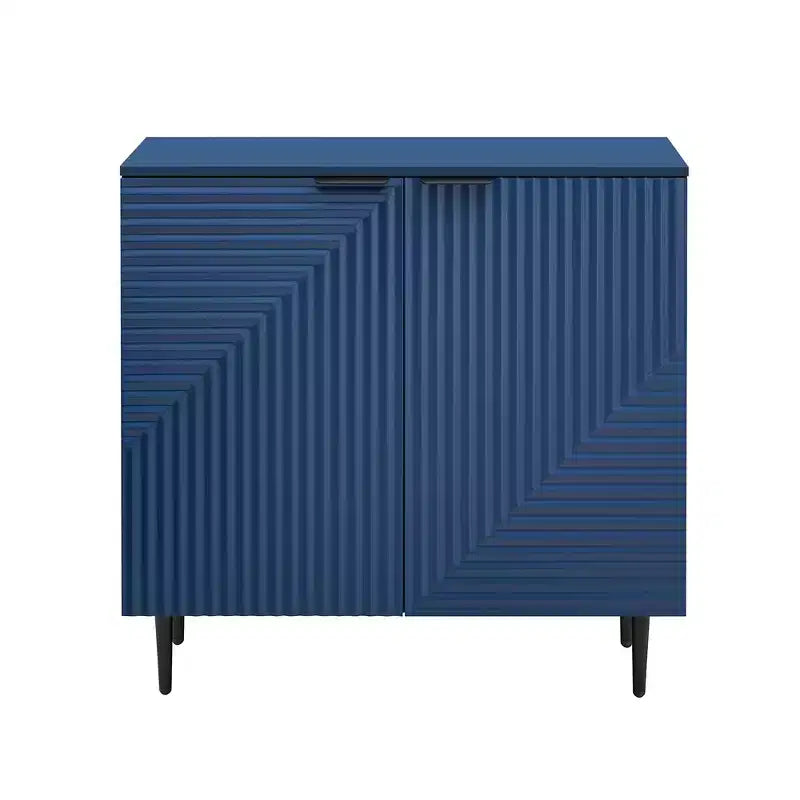 70W Set of 2 Modern Minimalist Sideboard TV Stand TV Console Buffet Cabinet with Geometric Door and Adjustable Shelf-ModernLuxe