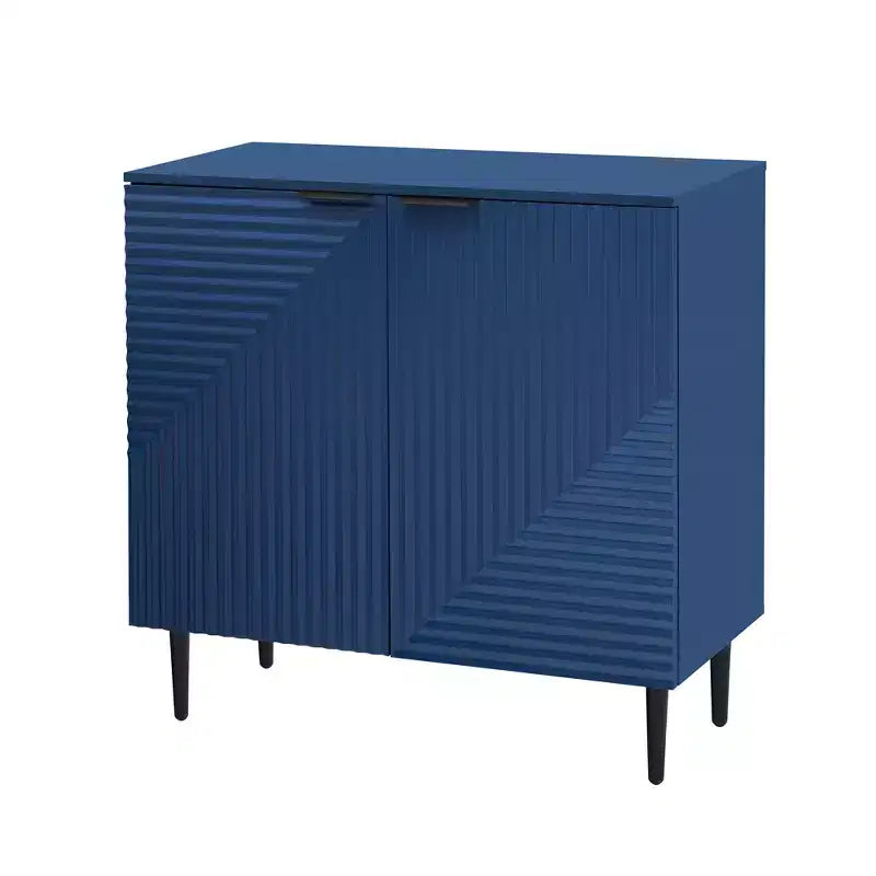 70W Set of 2 Modern Minimalist Sideboard TV Stand TV Console Buffet Cabinet with Geometric Door and Adjustable Shelf-ModernLuxe