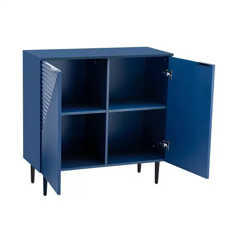 70W Set of 2 Modern Minimalist Sideboard TV Stand TV Console Buffet Cabinet with Geometric Door and Adjustable Shelf-ModernLuxe
