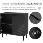 70W Set of 2 Modern Minimalist Sideboard TV Stand TV Console Buffet Cabinet with Geometric Door and Adjustable Shelf-ModernLuxe