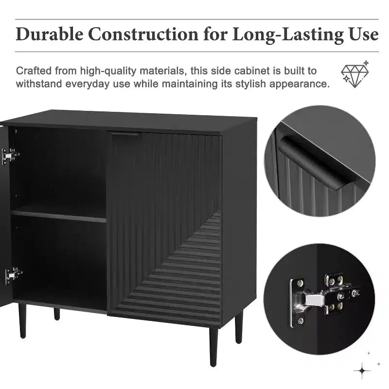 70W Set of 2 Modern Minimalist Sideboard TV Stand TV Console Buffet Cabinet with Geometric Door and Adjustable Shelf-ModernLuxe